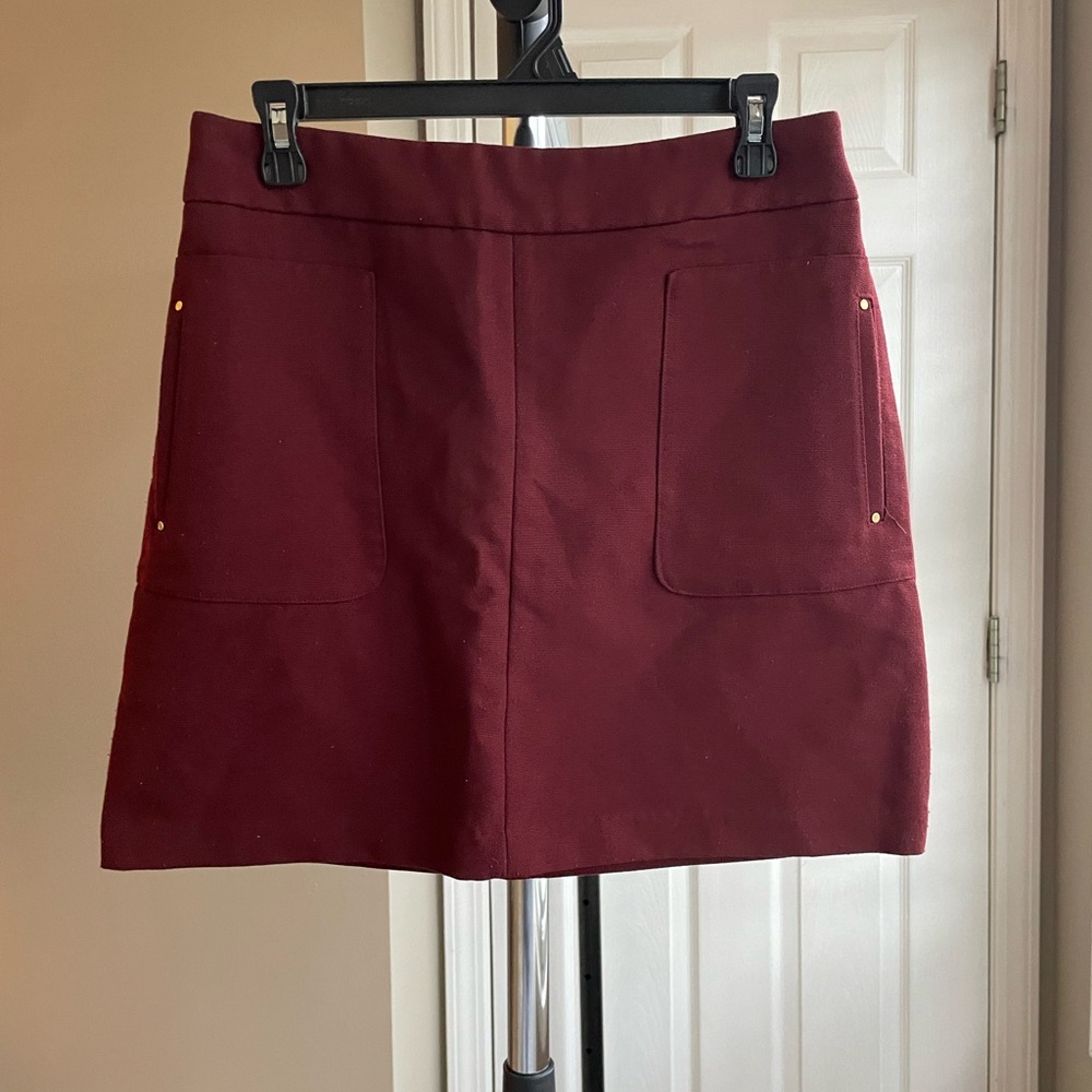 Burgundy Mini Skirt with Pockets